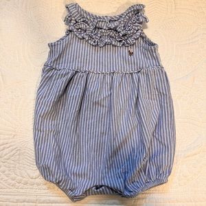 Ralph Lauren baby bubble romper - 9 month - blue and white